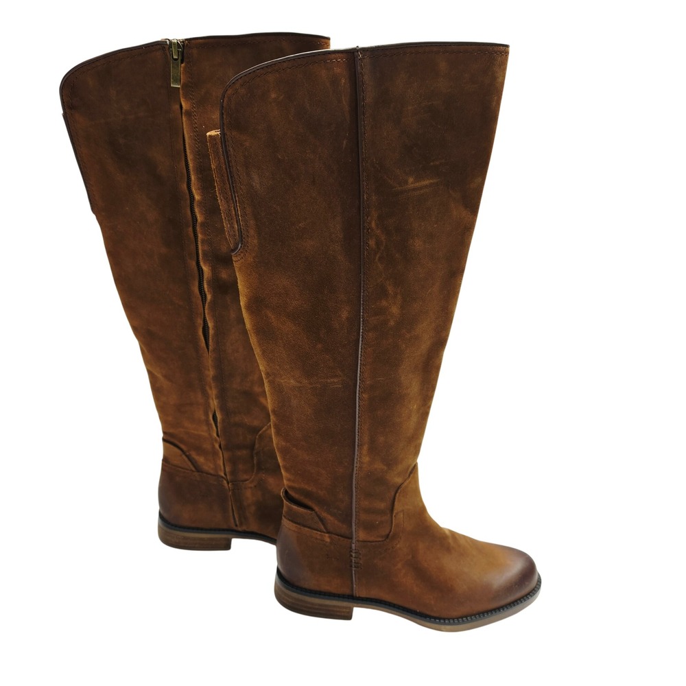 Franco Sarto Womens Brown Suede Tall Riding Boots Burnished Leather Low Heel 6M